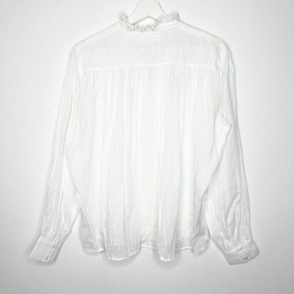 FRAME Vintage Ruffled Mock Neck Balloon Sleeve Top  - Picture 8 of 9